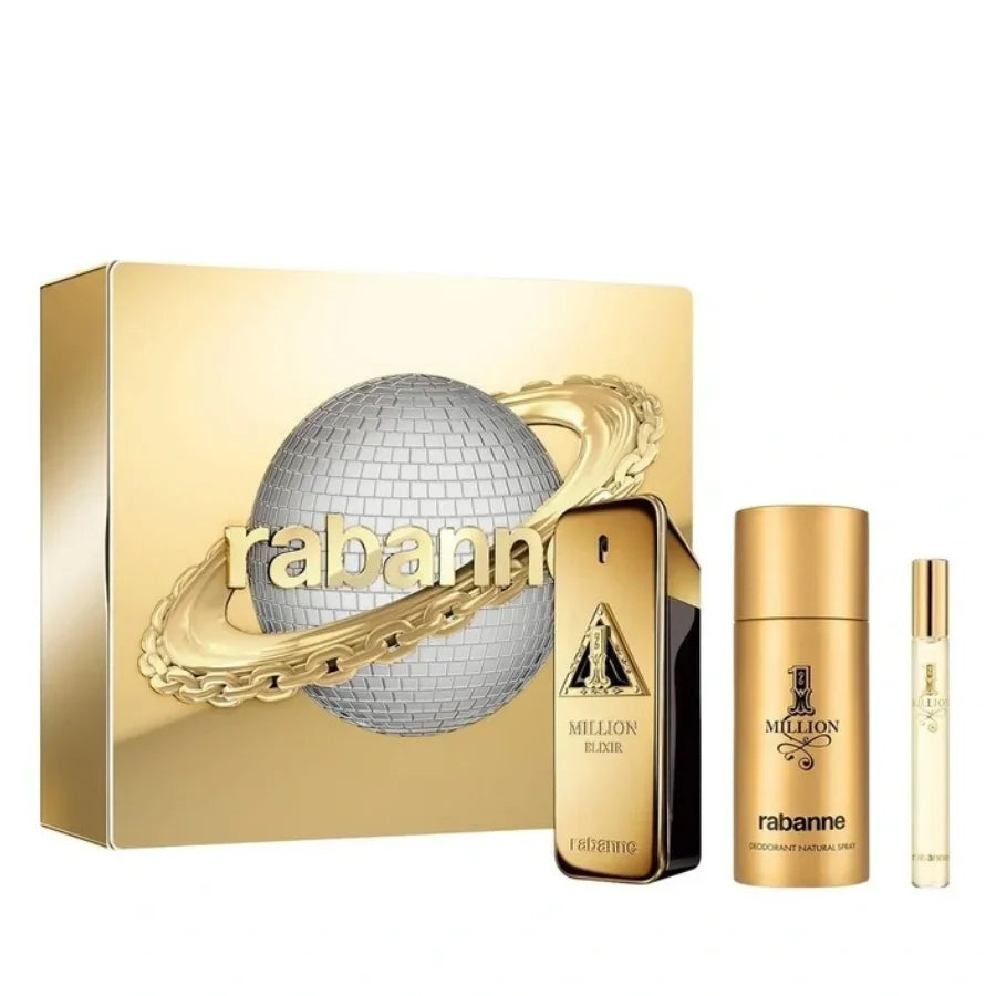 Paco Rabanne 1 Million Elixir Gift Set 100ml Parfum Intense, 150ml Deodorant Spray and 10ml Travel Spray